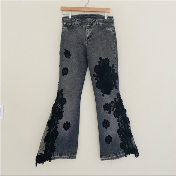 Celo Denim - Y2K Celo Black/ Gray Bell Bottoms Lace Jeans 10